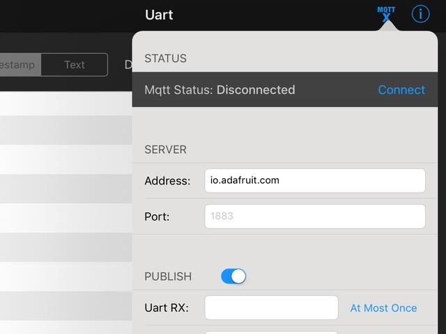 Note that the MQTT server and port will be prefilled for Adafruit IO.