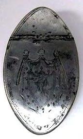 Large bright cut oval snuff box by unknown maker 'BC' his mark under base, and probably last quarter 18 th century.