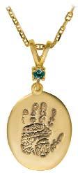 Gold charm with a birthstone and chain Gold charm with two