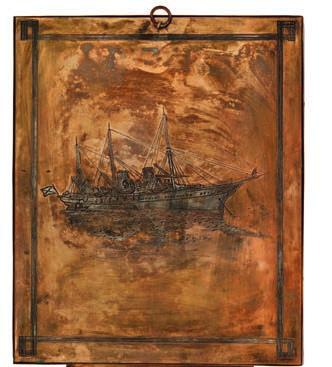 On the reverse a depiction of a vessel with the Imperial naval flag of Russia, presumably Tsaritsa Maria Feodorovna of Russia's yacht "The