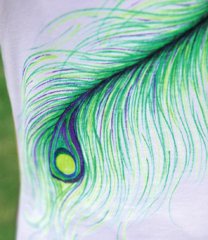 Dress it up with fabric markers in a feathery tangle of purples, greens and a hint of