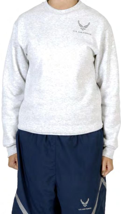 Optional IPTU Sweatshirt. The long-sleeved sweatshirt will extend no lower than six inches below the natural waist line. Do not push up, remove, or cut sleeves. Undergarments.