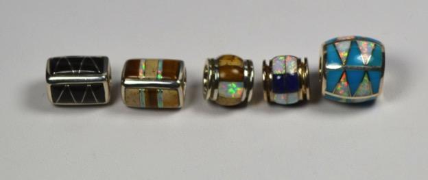 Handmade Gemstone Inlaid Beads From left to
