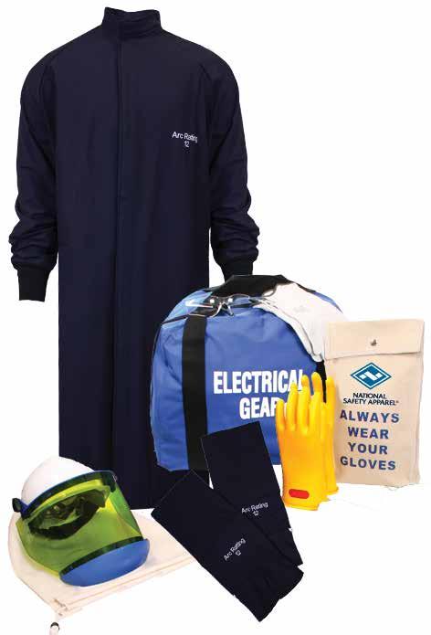 FR ARCGUARD 12 CAL KITS KIT INCLUDES: UltraSoft Long Coat & Leggings Class 0 Rubber voltage gloves 10 Leather protectors Faceshield with chin cup Safety glasses Standard size gear bag Faceshield bag