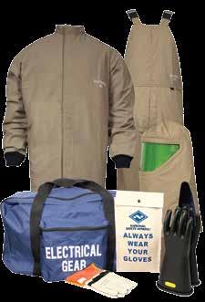 FR ARCGUARD 40 CAL KITS KIT OPTIONS: Khaki DuPont Protera Short Coat & Bib Overall Class 2 Rubber voltage gloves 12 Leather protectors Faceshield with