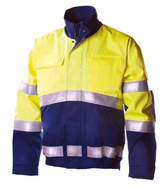 HI-VIS YELLOW/ NAVY BLUE Knee pad 4005 and 043 Mobile phone and pen pockets, front pockets, cargo pocket, welding rod pocket, back pocket, ruler pocket and knee pad pockets. High back.