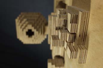 I stacked plywood and made a 3D pixelated form. The plywood already had beautiful layers.