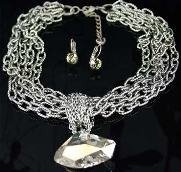 Earrings are 2 for $60) W1419-SH Day & Night Silver Shade Choker $179