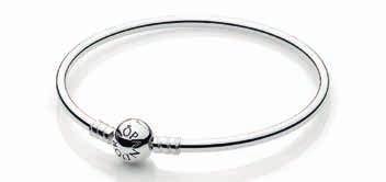 MOMENTS Silver Bangle The PANDORA Bangle is available in three sizes: Size : will fit a wrist that measures between and, however if you are