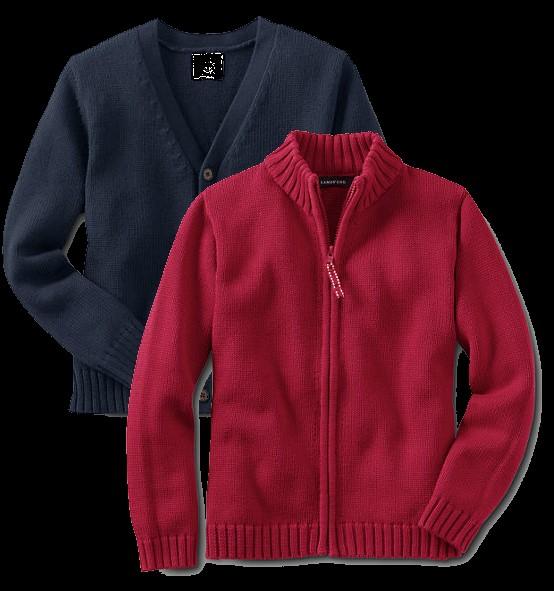 Cold Weather Options Red, white, navy, or gray solid color light jackets (with full zipper only no half zippers) can be worn