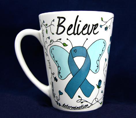 Small Ribbon Magnet - Find The Cure. Each 4 inch teal ribbon magnet has the words Find The Cure.