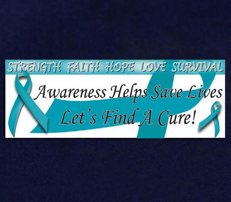 Teal ribbons with the words Hope, Faith, Love (RIB-3) Qty: 10 yards. Small Thank You Cards.