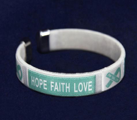 Beautiful sterling silver plated bracelet with 3 charms that say, Hope, Strength, Courage and a decorative heart with a