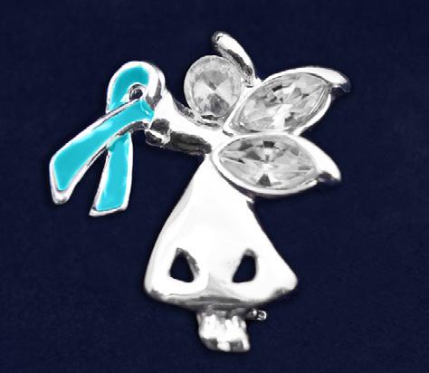 Teal Ribbon Pins Angel By My Side Pin. This is truly a beautiful pin.