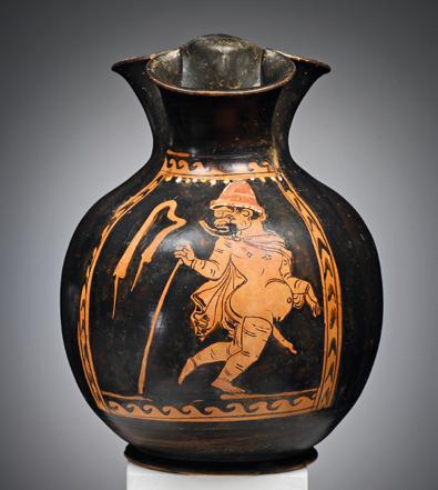 E., New York, acquired from Gallery G. Puhze, Freiburg, in October 1984. Attic, ca. 450-425 B.C. CHF 3,000 A RED-FIGURE TREFOIL OINOCHOE. H. 18.9 cm. Clay, red and white paint.