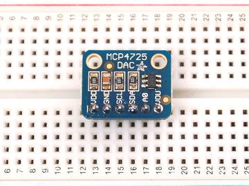 FIrst, connect VDD (power) to a 3-5V power supply, and GND to ground. The DAC uses I2C, a two-pin interface that can have up to 127 unique sensors attached (each must have a different ADDRESS).