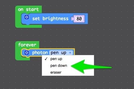 You'll want to light up and color your NeoPixels by moving the photon pen around while the