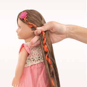 Repeat with the other 2 hair pieces (1 color section, 1 doll