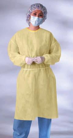 Level 1 AAMI Gowns Breathable Polypropylene Maximizes in Medline s Classic Isolation Gowns NONLV100 Lightweight Multi-Ply Material, Elastic Wrists, 10/bag Tape