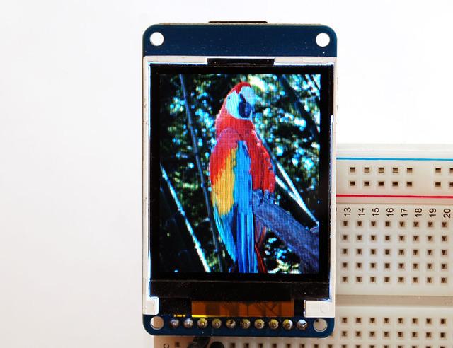 Displaying Bitmaps In this example, we'll show how to display a 128x160 pixel full color bitmap from a microsd card.