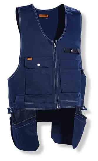 46 Trades Hardwearing work vest Heavy-duty cotton specially developed for Jobman. Jeans thread with three-needle jeans seams for even greater durability.
