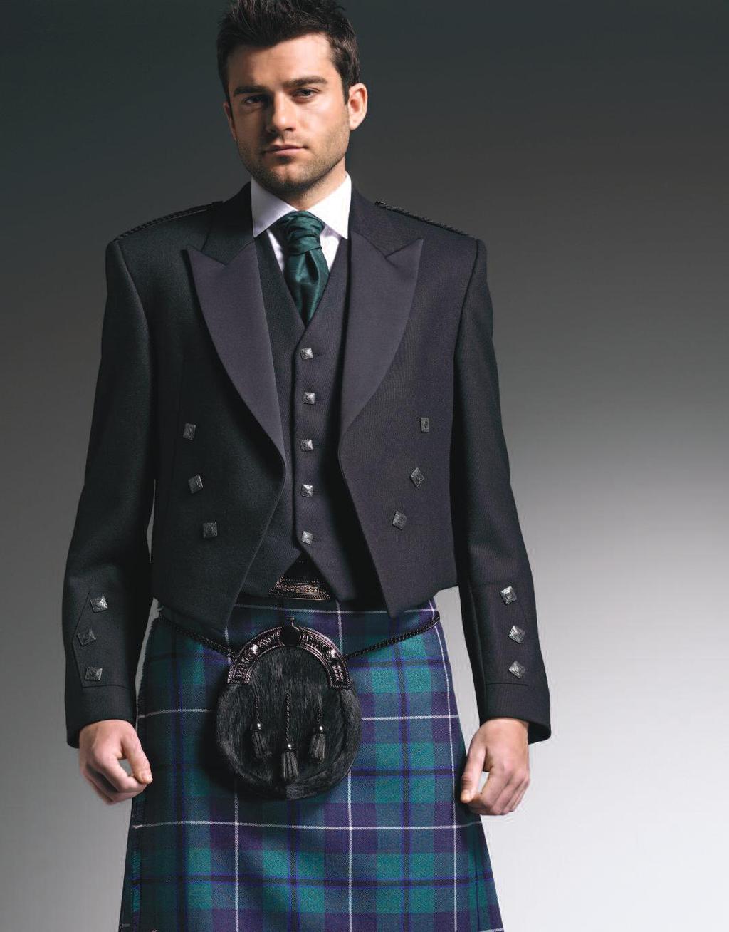 Modern Douglas Kilt Worn with dark button Black Prince Charlie Jacket, matching