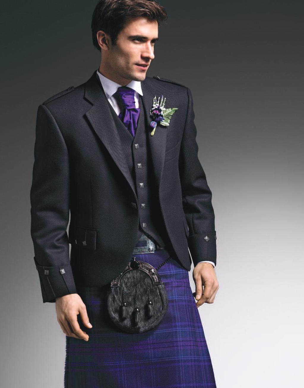 Spirit of Scotland Kilt Worn with dark button Argyll Jacket, matching