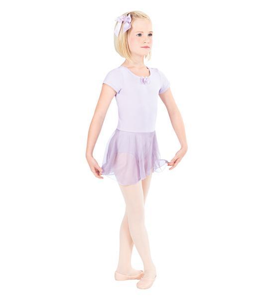 C1 C2 C3 Short Sleeve Dress Color: Lavendar Child short sleeve dress has attached wrap-style mesh skirt, sheer ribbon