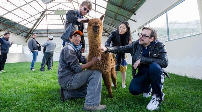 Timo Weiland, Donna Kang and Antonio Azzuolo get to know an alpaca during their trip to Peru A joint initiative between the Trade Commission of Peru in New York and Company Agenda has led to the