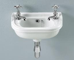 7 8 7 Micro basin (2 tap hole) and basin bottle trap, basin waste plug & chain 8 530mm Cloakroom basin (2 tap hole)