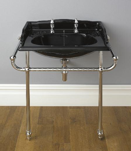 basin (2 tap hole) with traditional bottletrap and Victorian Basin pillar taps,