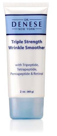 Triple Strength Wrinkle Smoother with exclusive triple peptide technology, Proamount of peptides and other antiaging Peptide Factor, aggressively ingredients to help firm, hydrate and smooth visible
