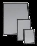 10 8.70 hang tabs included wall mounted 130113 140045 140046 Features front loading aluminum snap frame with clear plastic print protector. Mounting hardware included. Use horizontally or vertically.