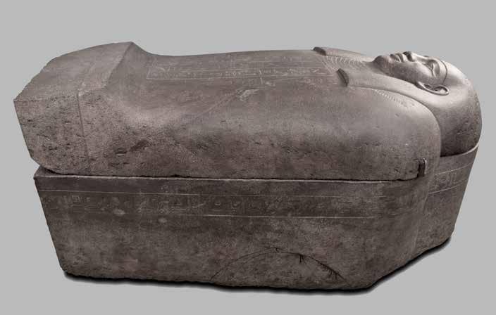 Catalogue No 15. CATALOGUE NO 15. Anthropoid stone coffin of Taperet Cat. 15: left side and lid OWNER ta-prt [Taperet], who died at the age of 70 years, four months and fourteen days.