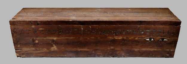 4 cm DESCRIPTION A rectangular coffin with a flat lid and an eye-panel incised at the head-end of the left side.