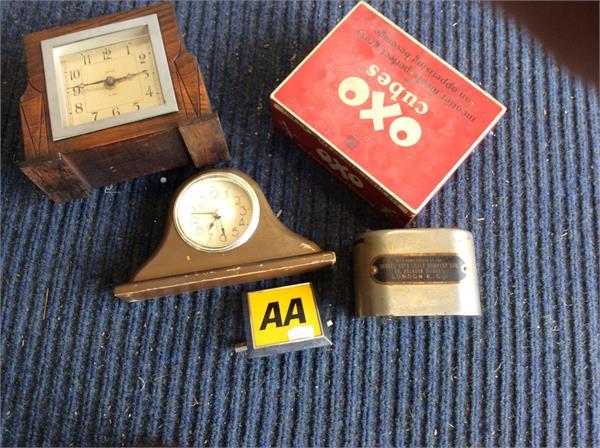 money box, and two clocks.