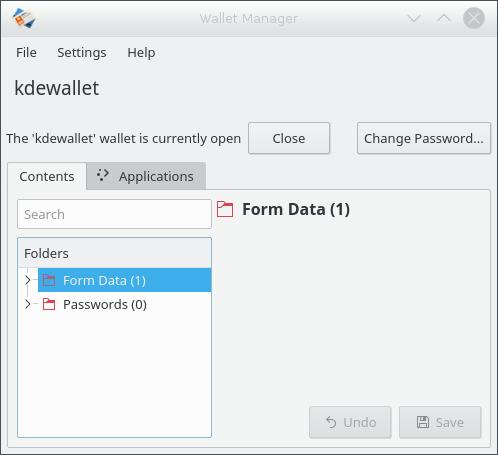 Chapter 2 KWallet Manager KWallet Manager serves a number of functions. Firstly it allows you to see if any wallets are open, which wallets those are, and which applications are using each wallet.