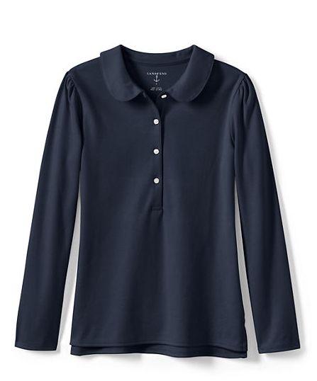 Girls TK 4 Casual Uniform Navy Peter Pan Polo (long or short sleeve, to be worn with skort, shorts or