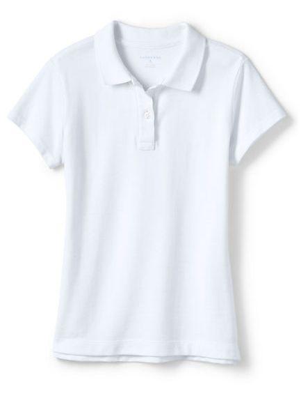 Girls 5 8 Casual Uniform Navy or White Fem Fit Mesh Polo (long or short sleeve), Navy or White Fem