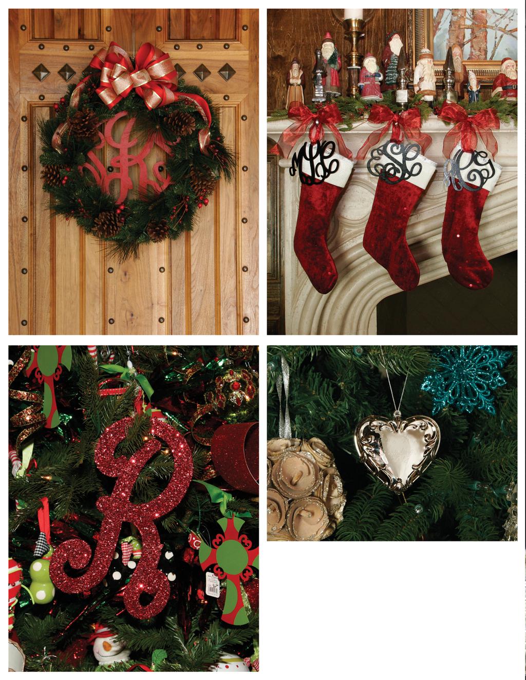 a. a. Shown with 11 monogram Shown with 6 monogram b. GG0087 $20 Ornate Heart Ornament 3.2 at widest point 3 tall Deck the Halls.with Monograms!