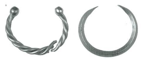 Plain bracelets and rings are also found in silver, jet and ivory.