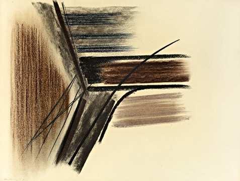 Hans HARTUNG (1904, Leipzig, Allemagne 1989, Antibes, France) HH5461, 1957 Pastel and charcoal on