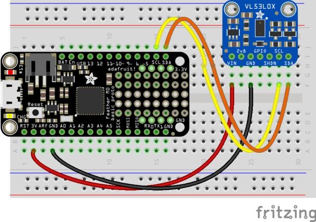 CircuitPython Code It's easy to use the VL53L0X sensor with CircuitPython and the Adafruit CircuitPython VL53L0X module.