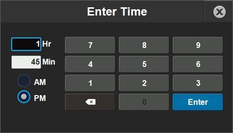 access the Date & Time screen. 1. Touch the Date or Time field to access a keyboard for entering values. 2.