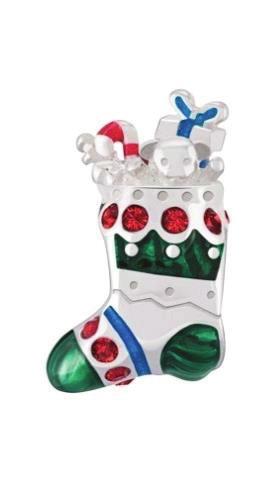 FANCY STOCKING Light Siam Swarovski Crystal with Red and Green Enamel 2025-2376 Hang up your Christmas Stocking with this sterling silver Fancy