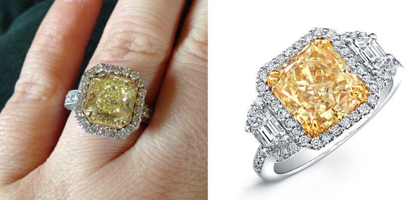7 Celebrities have been buying colored stone and art-deco engagement rings.
