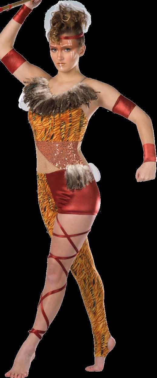 18410 The Huntress Tiger printed spandex and rust velvet