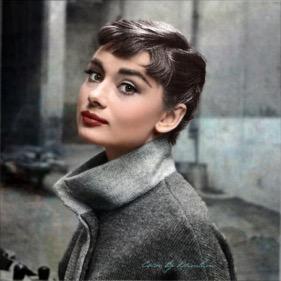 shaggy material, and wide brimmed hats were also increasingly popular, along with bathing caps and large hoop earrings. Audrey Hepburn was born in 1929.