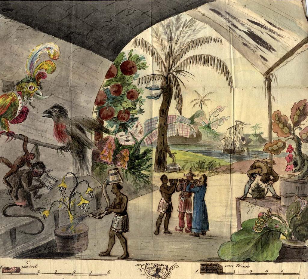 Fig. 2 Exotic Greenhouse. Watercolor by Johann Carl Smirsch, 1818. In: Archiv des menschlichen Unsinns.