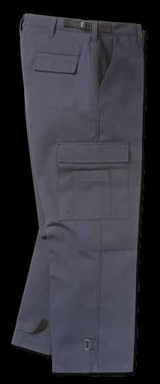 Pockets include two back welt pockets and two pleated cargo pockets